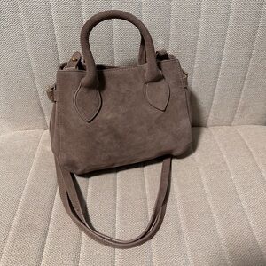 Reformation Partrizia Mini Suede Mushroom color Purse